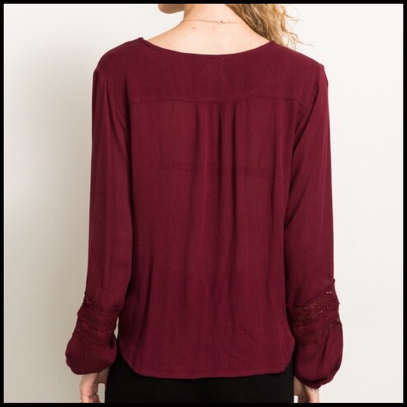 Cross-Over Blouse in Wine - Picture 3 of 6